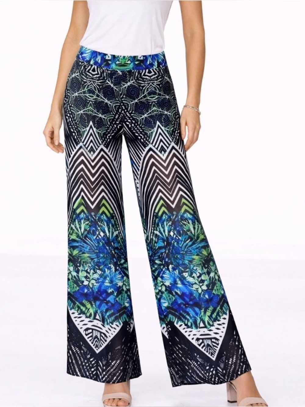 Bisou Bisou BOHEMIAN FLORAL pull on elastic waist lightweight SQUARE PANTS SZ M